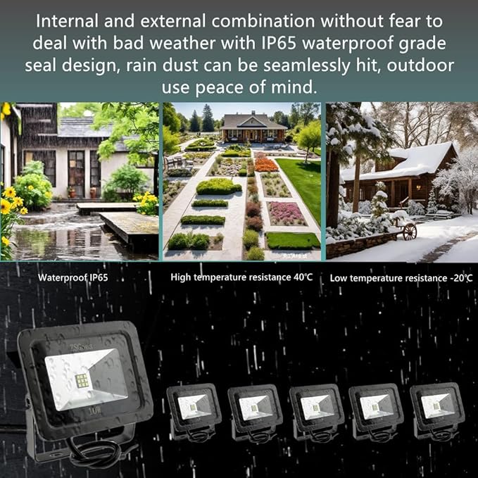 6 Pack Cool White 10W LED Flood Light Outdoor Waterproof IP65 Wall Security Landscape Lamp Home Square Yard Garage Street Pathway Spike Stand Low Voltage 12V 24V 36V 48V 60V DC AC