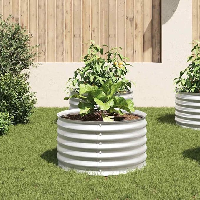 Garden Raised Bed Gabion cages for retaining walls Outdoor Backyard Planter Raised garden bed Suitable for Outdoor Landscape Lawn Cafes Backyard Patio 31.5x31.5x17.3 Galvanized Steel Silver