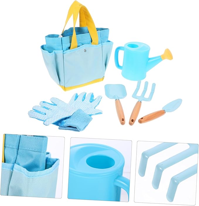 Toyvian 1set Boy Girl Gardening Tool Set Lightweight Gardening Kit for Boys and Girls Includes Shovel Rake Watering Can and Storage Bag for Outdoor Fun and Planting Activities