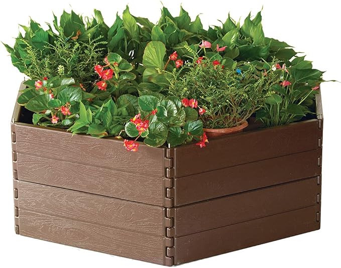 Modern Home Raised Garden Bed Kit - Stackable Hexagon Modular Flower/Planter Kit (Set of 2)