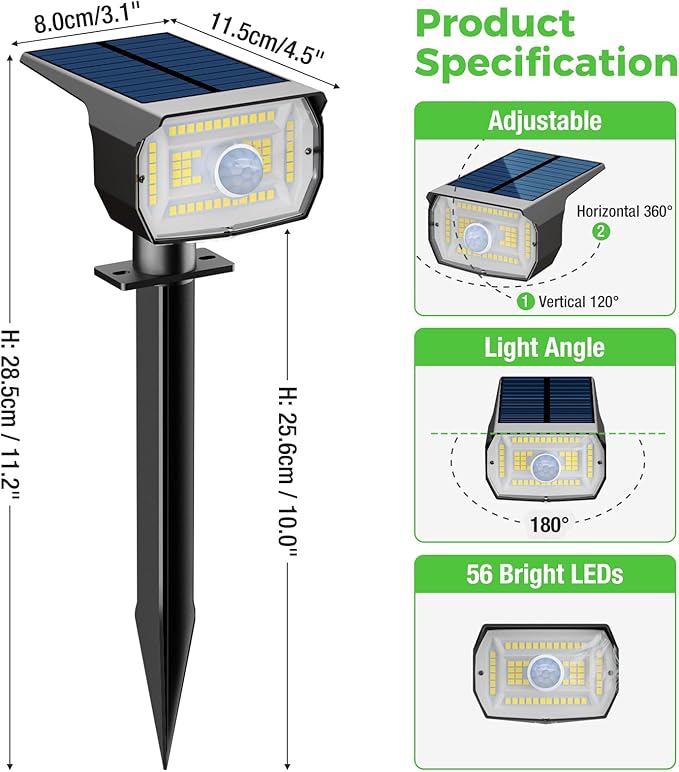 nipify 4 Pack Solar Motion Spotlights+4pack 3CCT Solar Spotlights