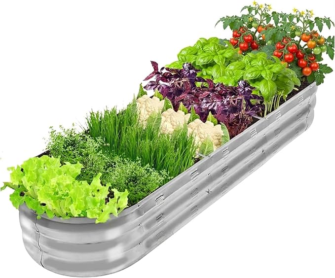 GADI 67-Inch Galvanized Raised Garden Bed Metal Planter Box for Vegetables and Flowers Large Outdoor Gardening Kit Easy DIY Assembly Weather-Resistant &amp Rust-Proof