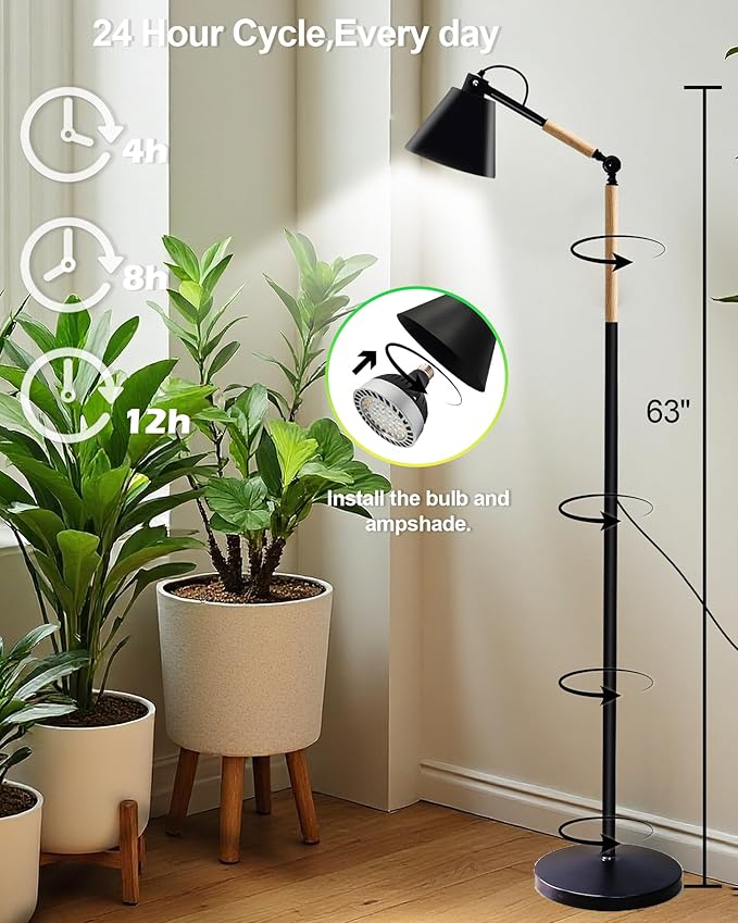 Standing Plant Grow Light LED Growing Light Full Spectrum for Indoor Plants4/8/12H Timer Flow Grow Light for Tall Large Indoor Plants