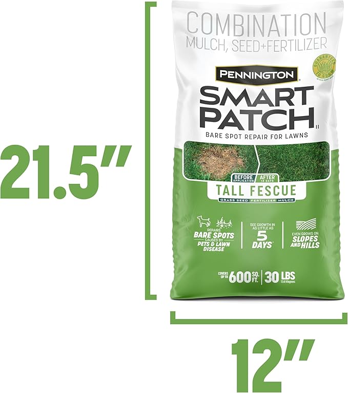 Pennington Smart Patch Tall Fescue 30lb 600 sq. ft. Grass Seed Bare Spot Repair with Mulch and Fertilizer