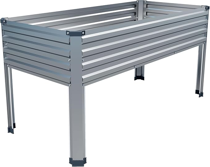 Galvanized Raised Garden Bed with Legs48×24×30in Elevated Planter Box for BackyardOutdoor Garden Patio Balcony 350lb CapacitySilver