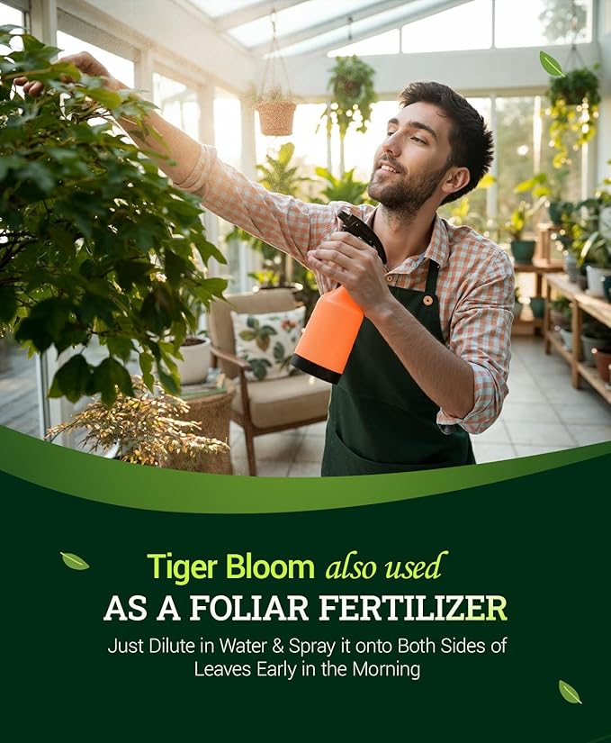 FoxFarm Tiger Bloom Liquid Plant Food - Phosphorus Fertilizer for Buds Blooms &amp Flowering - Supports Soil &amp Hydroponic Systems - High Micronutrient Formula with 2-8-4 Nutrient Ratio - 1 Quart
