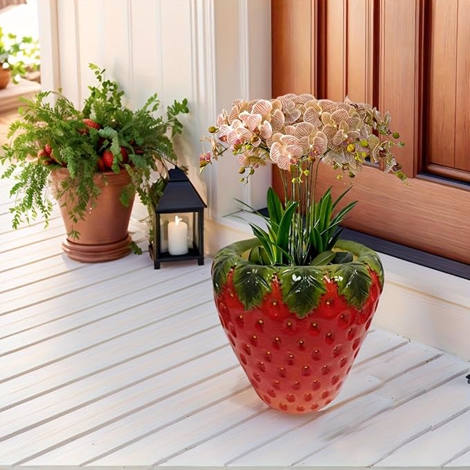 Creative Strawshaped Flower Pot 12.4 inch Large Artificial GFruit Flowerpot Suitable for Home Decoration Indoor and Outdoor GDecoration Multi Purpose and Novel Outdoor Flower Pot