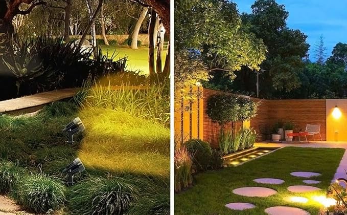 Yard Spot Lights Warm White Outdoor Spotlights 3000K 120V 5W Waterproof Plug LED Landscape Light with Spiked Stand for Lawn House Porch Backyard Pathway Tree Flag (6 Lights)