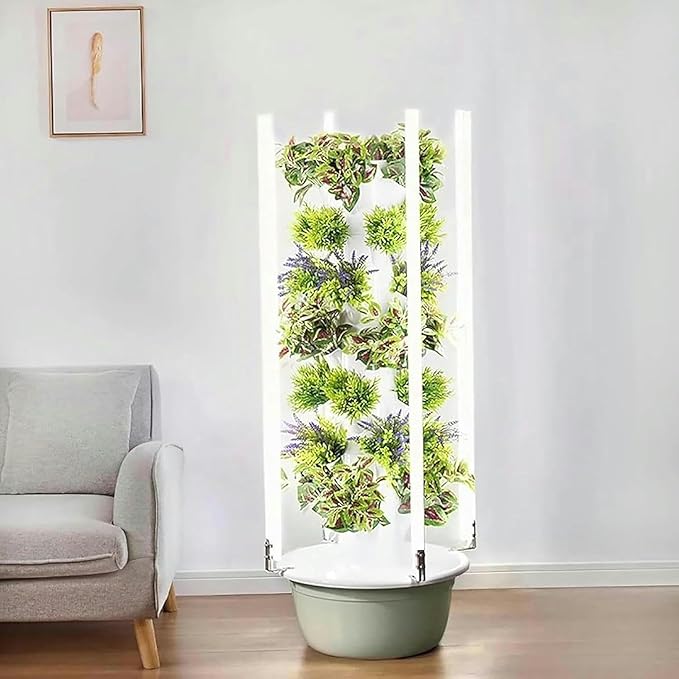 Hydroponics Growing KitsHydroponics Tower with LED Grow Lighthydroponic Growing Kits &amp Systemsfor Herbs Fruits and Vegetableswith Hydrating Pump Adapter