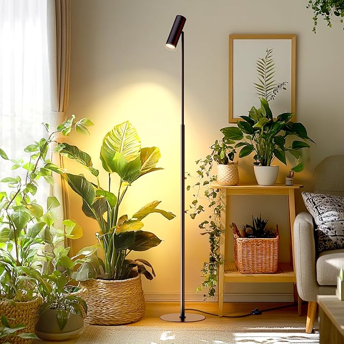 6FT Standing Grow Light for Indoor Plants25W 3000K Full Spectrum COB Plant Light Bulb 330° Rotating Head Metal Floor Grow Lamp with On/Off Switch for Large PlantSeedling