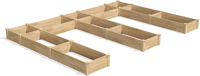 Greenes Fence Premium Cedar Raised Garden Bed 10' x 14' x 10.5 (3/4 Thick) E-Shaped Bed - Made in USA with North American Cedar