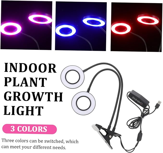 Dual-Headed Led Plant Growth Lamp Clamp Light for Indoor Plants Powered with Dimmable Features and Timing Function Reliable and Convenient Design