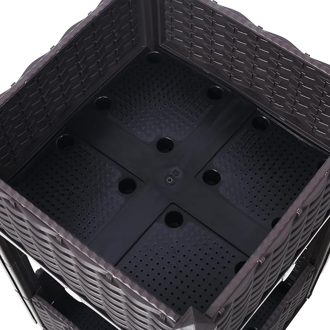 Planter Raised Beds Polypropylene Brown Self-Draining System Outdoor Balcony Garden Beds Weather-Resistant