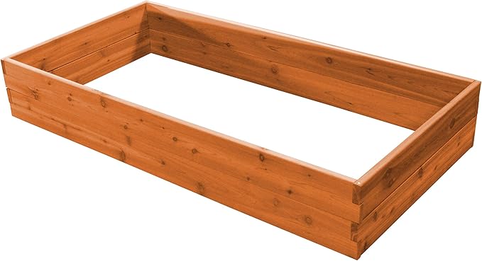 DutchCrafters Red Cedar Wood Raised Vegetable Garden Bed - Amish Made in USA (11 Double Raised Bed Cedar Stain)