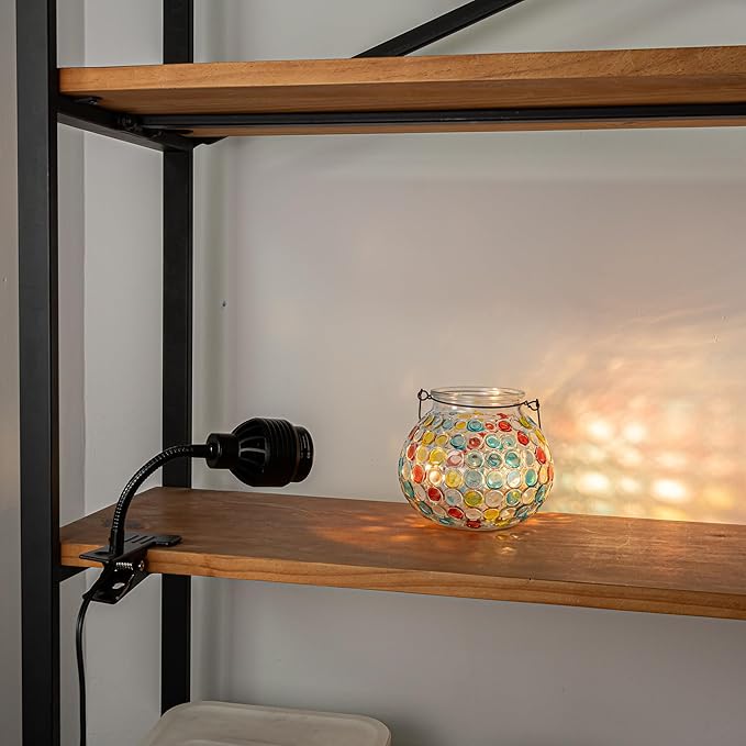 Clip Mount Flexible Angle Adjustment Full Spectrum Spotlight 7W 4500K 15 Feet Plug Outlet Timer Cable Black Vintage Design for Plants Shelf Background Rental House