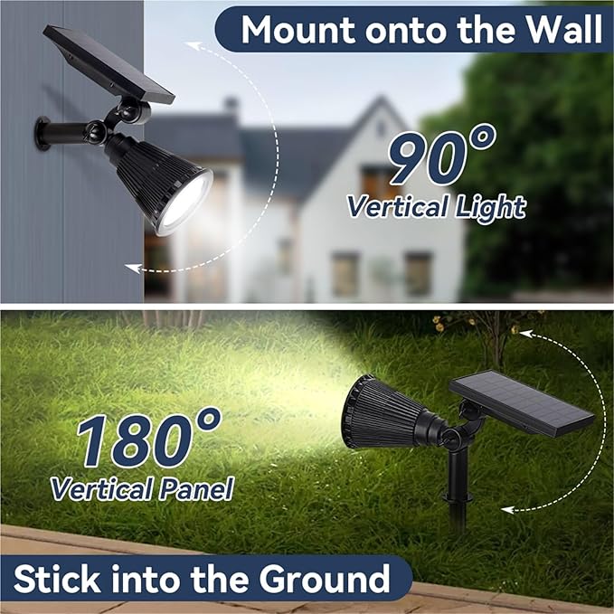 Outdoor Solar Spotlights with Spike for Garden Path Lighting(Warm Light4 PCS)