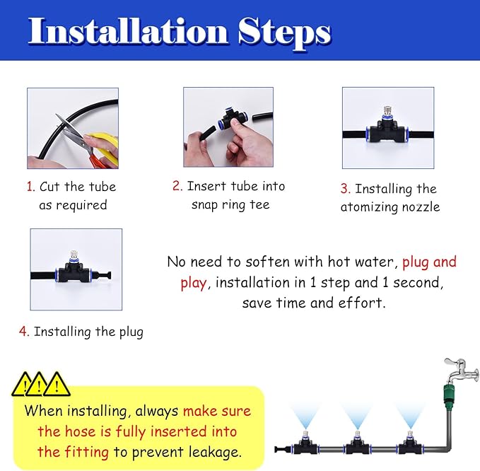 Roof &amp Enclosure Cooling Equipment for Farm/Construction Site/Factory Versatile Automatic Irrigation System Adjustable Water Output Misting Kits(6299inch/160m/525ft)