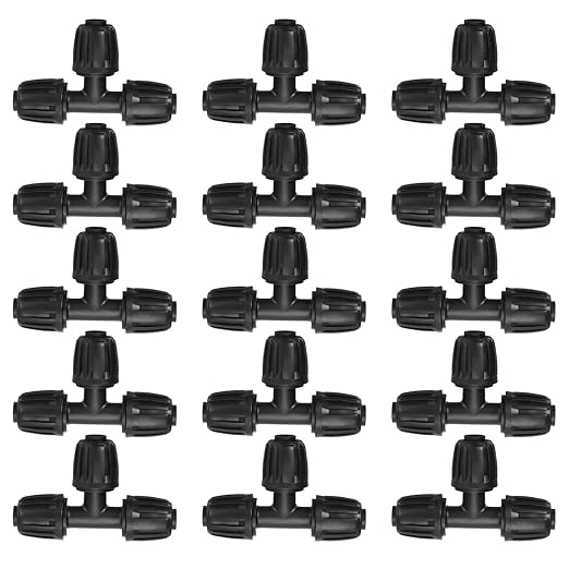 uxcell 15Pcs 1/2 Drip Irrigation Fittings Lock Barbed Tee Connectors for 1/2 Inch Tubing (16mm OD) Drip Tubing Barbed Connectors for Irrigation Tubing