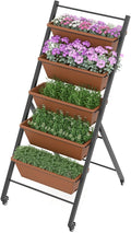 S AFSTAR 5-Tier Vertical Garden Planter Raised Garden Bed with 2 Lockable Wheels 5 Removable Planter Boxes Metal Frame Indoor Outdoor Elevated Planting Box for Flower Vegetables Fruit Herbs