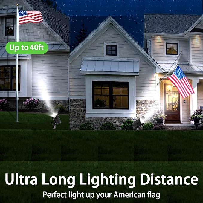 EAGLOD 30W Spot Lights Outdoor 120V Dusk to Dawn5000K Cool White LED Spotlight Plug in with Photocell Sensor Bright Flag Pole Light for Yard Tree Garden Landscape Lighting with 6FT Cord (2)