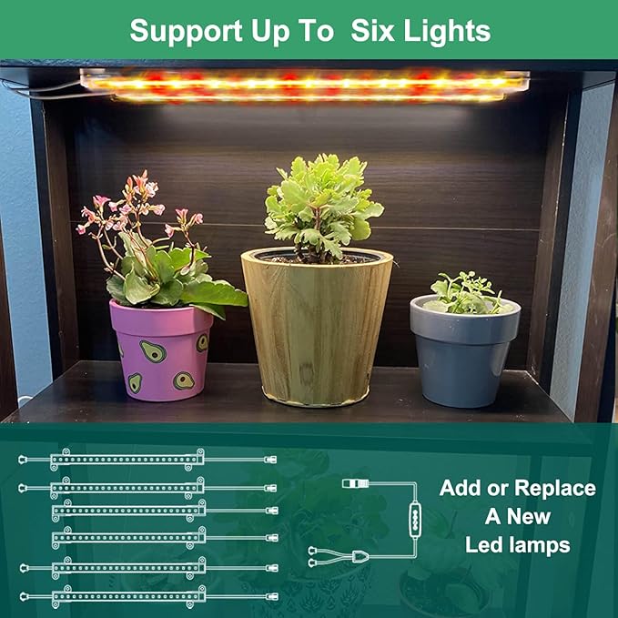 Grow Light for Indoor Plants Abonnyc 96 LEDS Plant Grow Light Strips 10 Inch Warm White Light &amp Red Light Full Spectrum with Auto On/Off Timer Sunlike Small Grow Lamp for Hydroponics Succulent 4
