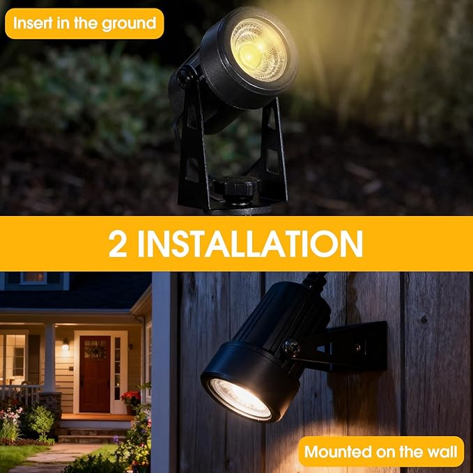 Outdoor Landscape Lighting Outdoor Spot Lights with Transformer for Yard Plant Lawn Tree Flags House Garden Fence Use IP65 Waterproof &amp Connectable- 3 Pack (3)