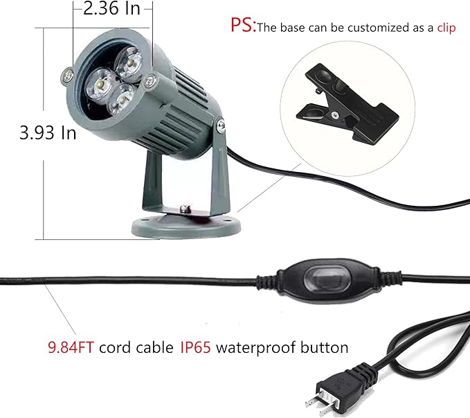 Kiven Outdoor Landscape Yard Floodlight LED Lighting 3W Waterproof IP65 Graden Lights COB Led Spotlights for Signboard Lighting Wall Light、Lawn Decorative Lamp Plug-In Ground Lights （3200K）