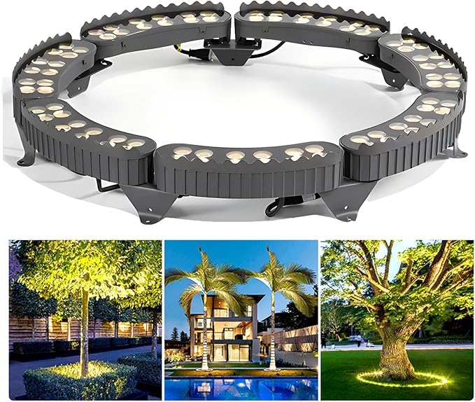 Outdoor Landscape Spotlights Small LED Ring Tree Light Garden Lighting for Courtyards Driveways Park Lawn(Yellow LightPack of 7)