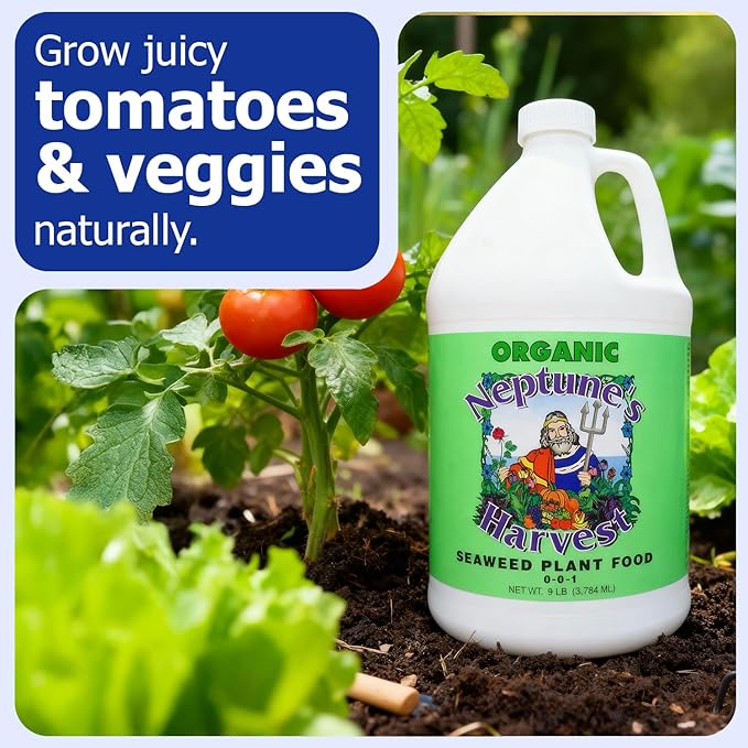 Neptune’s Harvest Seaweed Plant Food (0-0-1) - Multi-Purpose Seaweed Organic Liquid Fertilizer - Indoor &amp Outdoor Plant Fertilizer for Lawns Gardens Vegetables &amp Flowers (Gallon)