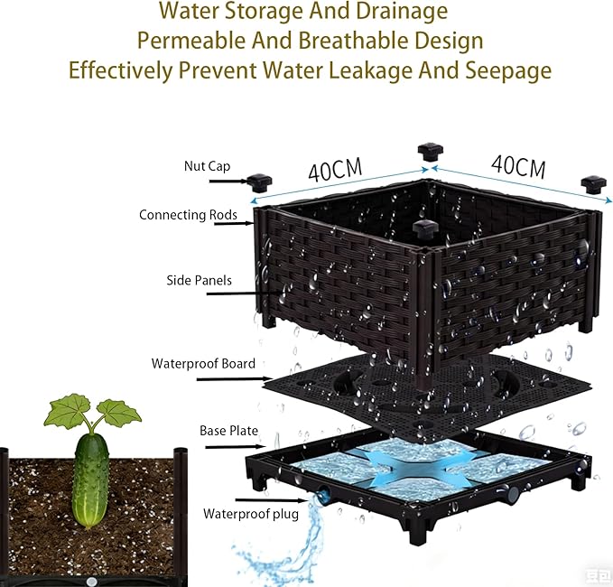 3-Pack Raised Garden Bed with Legs Elevated Plastic Planter Boxes with Drainage Holes Easy Assembly Outdoor Gardening Containers for Vegetables Herbs Flowers - Fit Patio Balcony Backyard