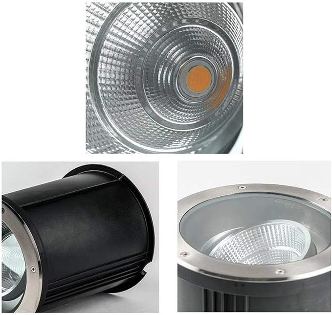 COB Outdoor Recessed LED Spotlight Adjustable Angle IP67 Waterproof In-Ground Wall Wash Lamp for Palm Trees and Stone Walls (12V 15W Warm White Light)