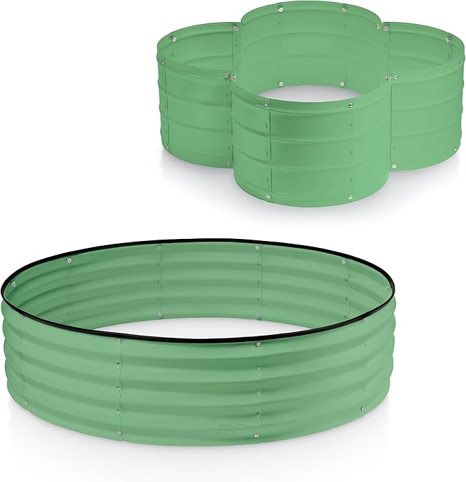 Galvanized Raised Garden Beds Outdoor // 3×3×1 ft &amp 4×4×1 ft Planter Raised Beds for Gardening Vegetables Flowers // Large Metal Garden Box (Light Green) // Patent Pending Tool-Free Assembly