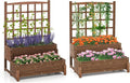 Byroce Outdoor Raised Garden Bed Garden Planter Box with Lattice Trellis Legs &amp Drainage Hole 2-Tier Standing Elevated Planter for Flower Fruit Vegetable &amp Climbing Plants in Patio Balco