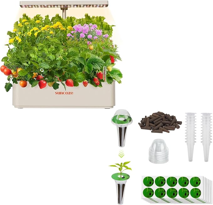 SUNCOZE Hydroponics Growing System Kit 12 Pods &amp 160pcs Hydroponic Pods Supplies