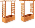 Raised Garden Bed with Trellis Wood Planter Box with Arch Trellis Hanging Roof &amp Drainage Holes Outdoor Elevated Planter for Garden Climbing Plants Flowers Vegetables (2)