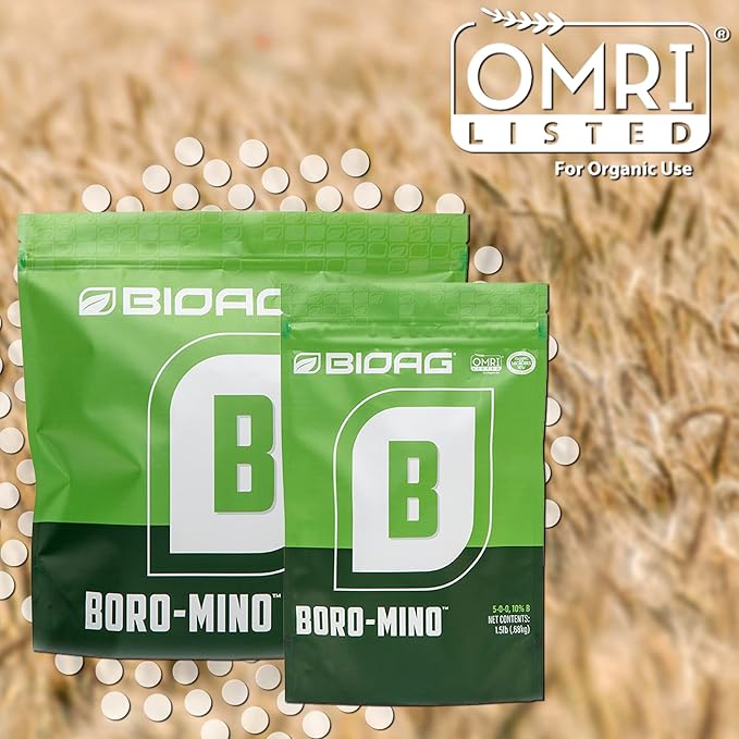 BioAg Boro-Mino Organic Boron Fertilizer Amino Acid Complexed Boron (1.5 lbs) Soluble hydroponic Soil brassicas Fruit Berry Crop