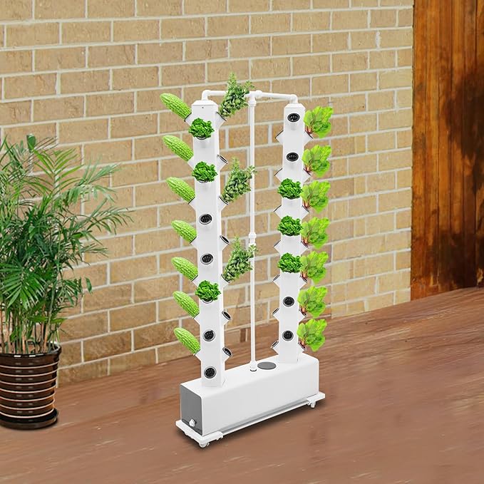 Hydroponic Growing System Kit Hydroponic Vertical Garden Growing Tower50-Plant Indoor Gardening Vegetable System with 7.93Gal Tank Timer Plant Germination kit for Gardening Lover