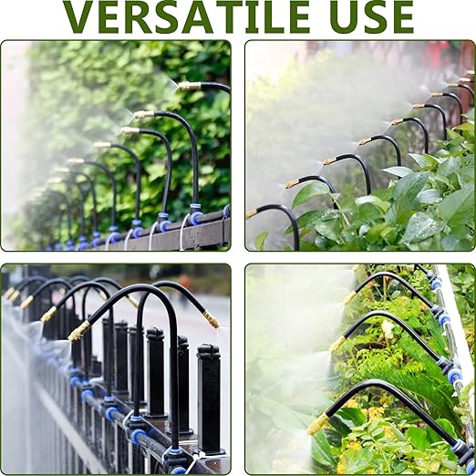65.6FT/20M Drip Irrigation System 360° Bendable Irrigation System for Garden Garden Watering System with Quick Connector and Adjustable Nozzles Drip Irrigation Kit for Greenhouse Yard Plants