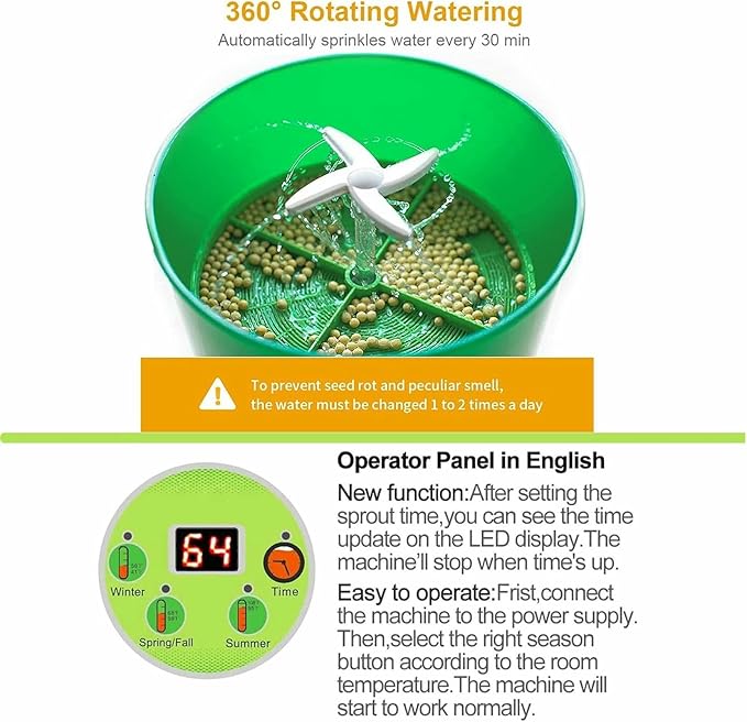 Intelligent Automatic Bean Sprouts MakerSeed Sprouter Kits LED Display Time Intelligent Automatic Bean Sprouts Maker 2 Layers Function L