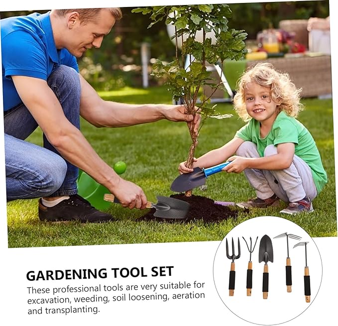 UPKOCH 1set Ergonomic Gardening Tool Set Storage Rack Multi-Purpose Garden Shovels Rakes for Planting Pruning and Soil Loosening Practical Gardening Kit for Home Hiking Use