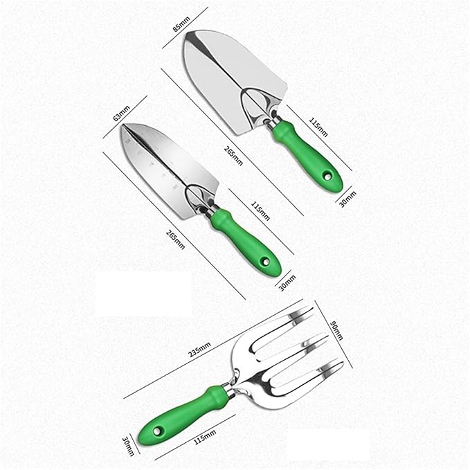 Green Garden Tool Set - 11 Pieces Heavy Duty Stainless Steel Gardening Tool Set with Storage Bag Kraft Box Packaging for Men and Women
