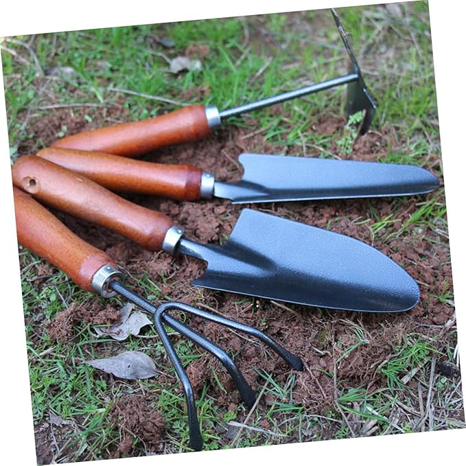 4pcs Garden Tool Set with Small Spade Narrow Trowel Dual-use Hoe and Soil Scoop for Planting Handheld Gardening Tools for Flower Pots and Vegetable Beds