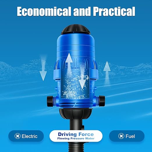 0.4%~4% Fertilizer Injector for Drip Irrigation 5.28~660.43 Gal/H Adjustable Fertilizer Injector Water Powered Liquid Dispenser for Livestock Industry Garden