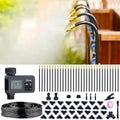 360° Adjustable Drip Irrigation System - 100FT Garden Watering Atomizing System with 32 Nozzles &amp Water Timer Greenhouse Accessories for Yard Lawn Plants Garden 5/16 inches Tubing
