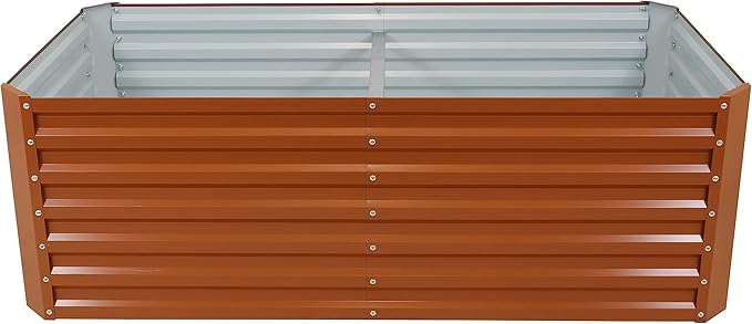 Sunnydaze 71-Inch Rectangular Raised Garden Bed - Galvalume Steel Vegetable Flower Bed Planter Kit - Brown