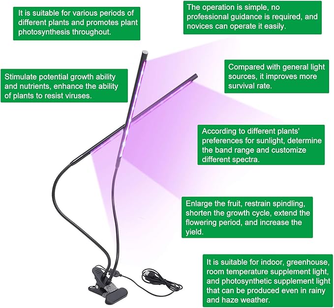 LED Plant Lights Full Spectrum Dimming Timing Clip On Growing Lamp Bars Indoor Seedlings Flowers