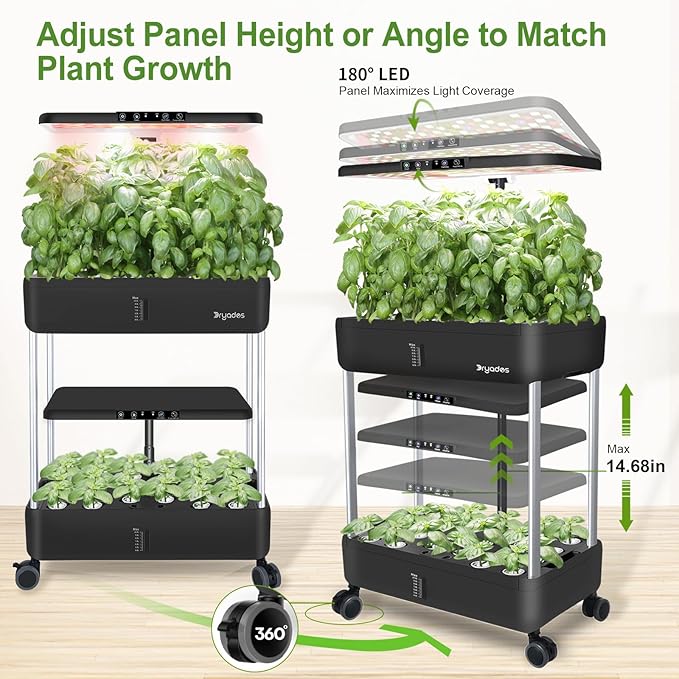 Hydroponics Growing System Indoor Garden - DRYADES Herbs Garden Kit Indoor with LED Grow Light Grow Anything Plants Germination Kit (No Seeds) Harvest Vegetable Lettuce for Home Kitchen (44 Pods)