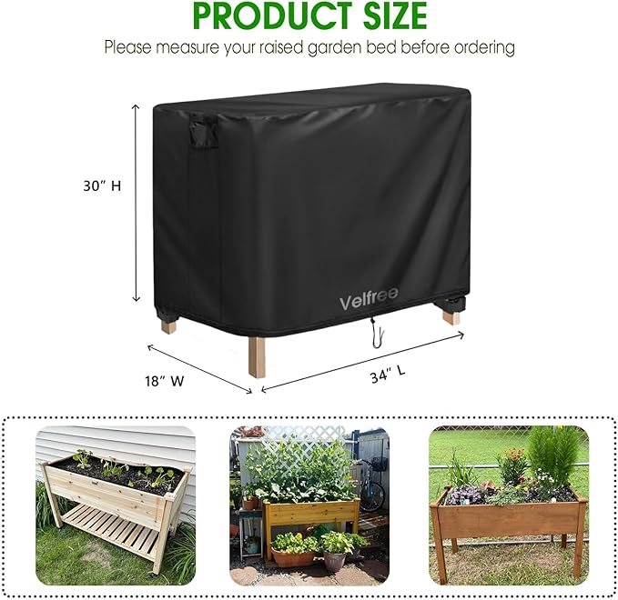 Cover for Raised Garden Bed 34 x 18 x 30 inch Waterproof Elevated Flower Bed Covers for Winter Raised Tall Planter Box Cover for Outdoor Protection