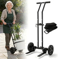 Adjustable Plant Caddy with Wheels Heavy Duty Plant Dolly Cart w/Grab Arm and Strap Dual Protection Garden Potted Plant Mover Dolly for Planter Flower Pots Indoor Outdoor Supports 175lbs Black