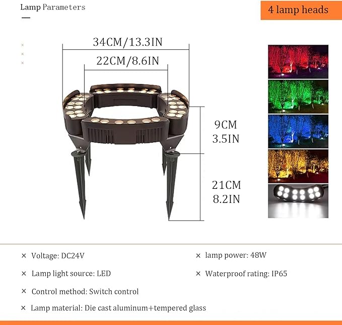 Palm Tree Lights Plug-in Tree Trunk LightsLED Uplights IP65 Water-Resistant Outdoor for Garden Yard Pathway Landscape.Excluding Transformer(Warm Light4 lamp Heads)